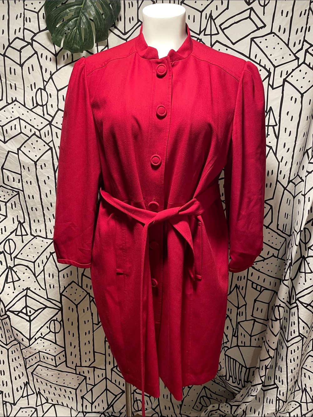 Semantiks Vibrant Red Belted Trench Coat